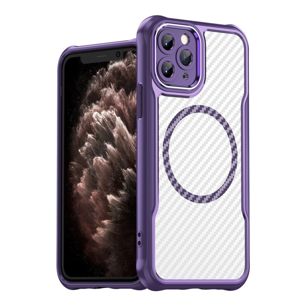 Iphone 11 Pro Carbon Fiber Magnetic Case Magsafe Purple 9329345681561