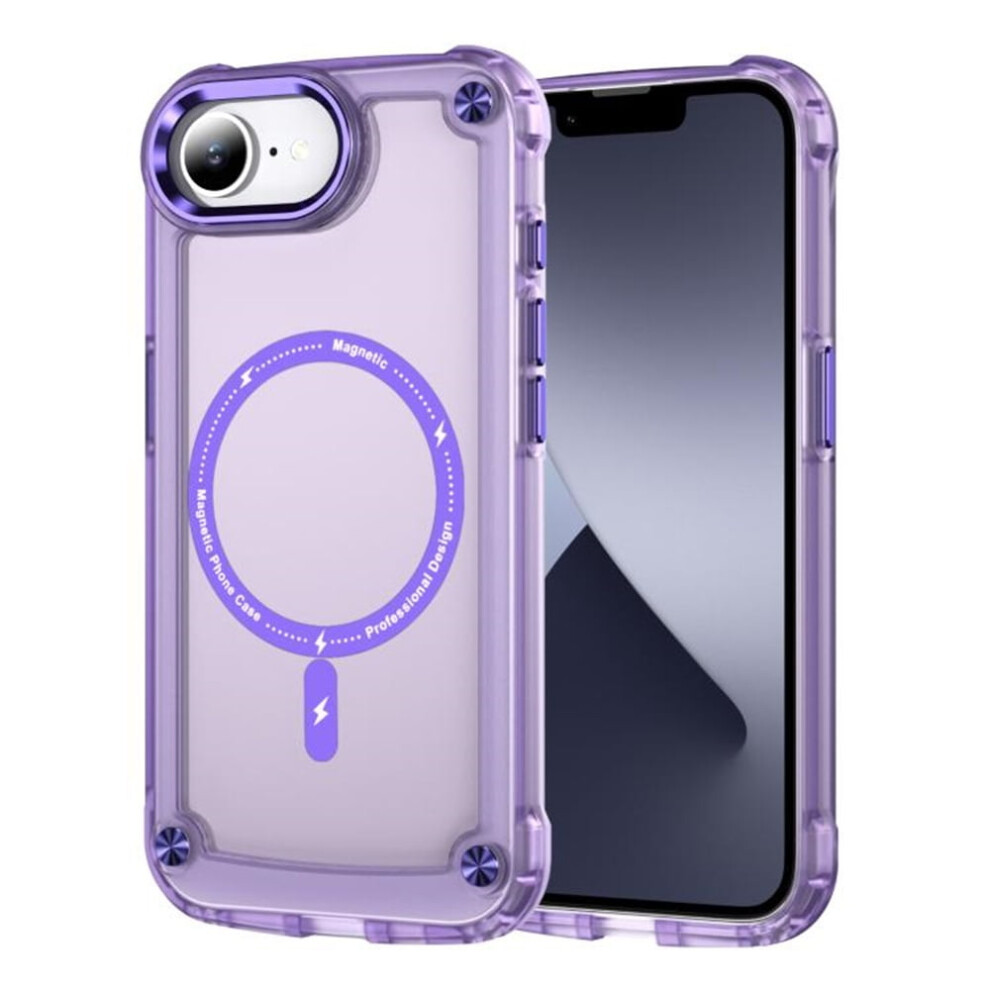 Translucent Matte Iphone 16E Case, Slim Shockproof Magnetic Cover With Magsafe Compatibility Purple 9340959403028
