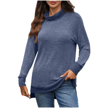 Damen-Sweatshirt mit Wasserfallausschnitt, weicher, leichter Fleece-Pullover, langärmeliges, warmes Freizeitoberteil – passend für die