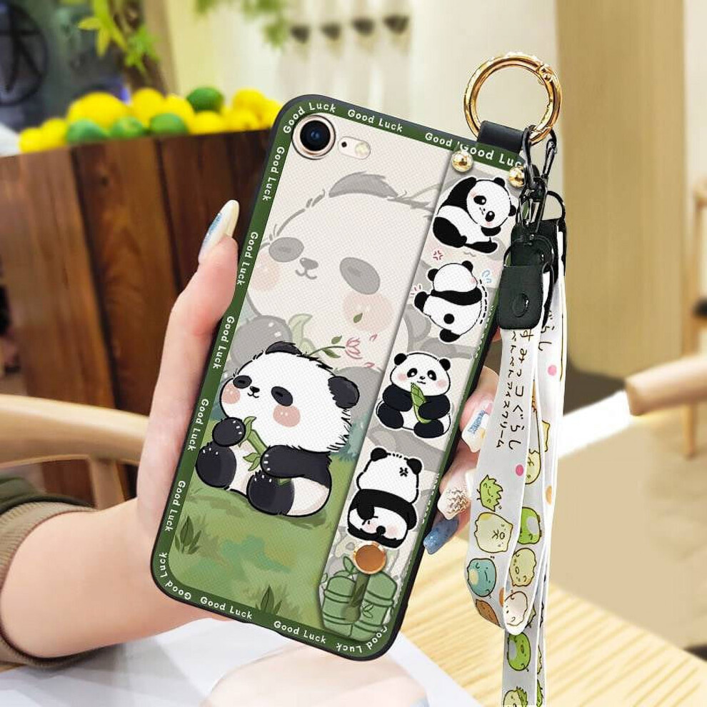 Panda Silicone Phone Case With Wristband & Ring Lanyard Â Compatible With Iphone 7/8/Se 2020/Se2, Shockproof, Anti-Knock, Soft Protective Cover 9340959404537