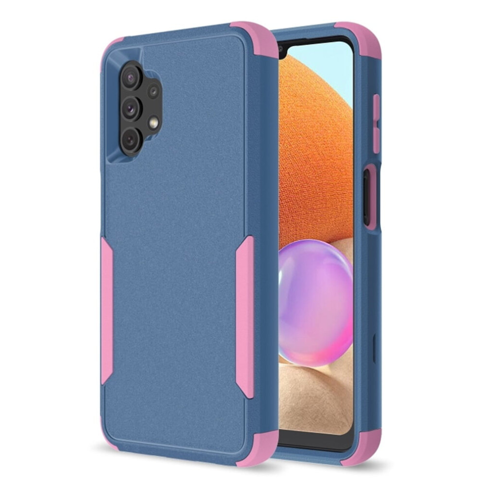 Heavy Duty 3-Layer Bumper Case For Samsung Galaxy A32 5G 6.5-InchâShockproof, Dropproof, Full Rubber Armor Protectionâ+ Blue/Pink 9340959405992
