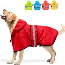 Adjustable Hooded Waterproof Dog Raincoat, Opaque Single Layer Pet Rain Jacket with Reflective Trim - Lightweight Poncho for Small to Large Dogs