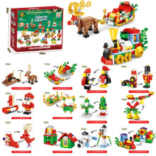 Calendrier de l'Avent 2025 - Jeu de construction de train - Kit de 12 mini-briques avec jouets surprises, cadeaux et décorations à faire soi-même
