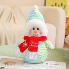 Peluche natalizio, simpatico pupazzo di neve con sciarpa per regali di Natale, decorazioni per la casa e l'albero, 35 cm.
