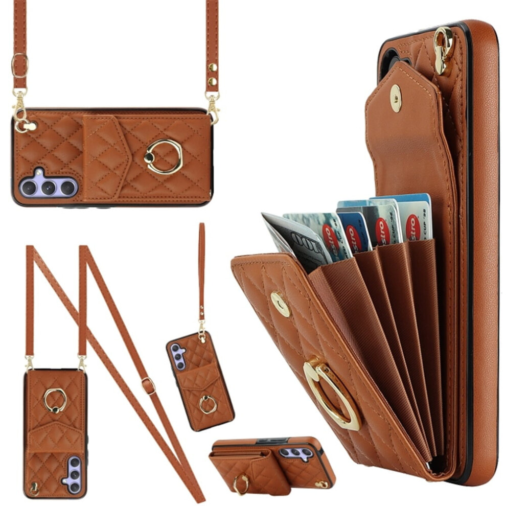 Premium Pu Leather Wallet Case For Samsung Galaxy A35 5G Â Rfid Shielding, Adjustable Ring, Detachable Crossbody & Wrist Strap, Brown 9340959405916