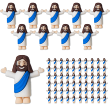 60 Pcs Mini Jesus Figurines – Blue, for Easter Egg Stuffers, Baptism & Sunday School Gifts, Compatible with Hide-and-Seek