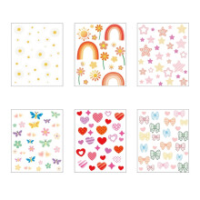 6Pcs Cute Iron on Transfer 6 Style DTF Ready to Press Vinyl Iron on Patch Decal Heart Rainbow Butterfly Star Flower Applique Costume