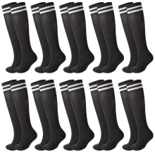 10 Pairs Kids Soccer Socks Stretchy Knee High Tube Socks Colorful Football Athletic Team Socks for Boys Girls (7-12 Years Old)