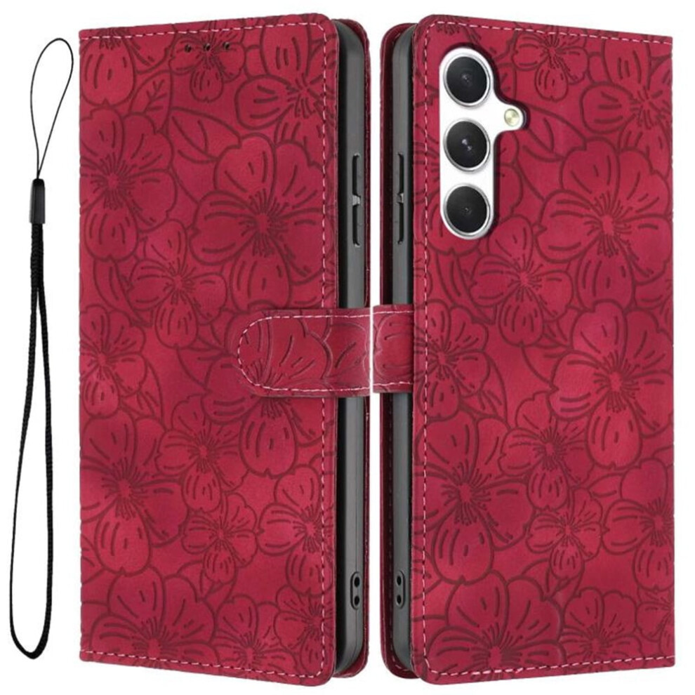 Cherry Blossom Leather Flip Wallet Case For Samsung Galaxy Red 9122141658061