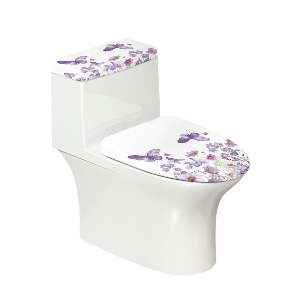 Butterfly Wildflowers Adds Holiday Charm Elastic Fabric Toilet Covers Set Adjustable Fashion Toilet Lid Cover Set Stretch For Gift 9193271100232