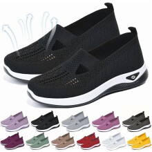 Willtoo-ortopediset kengät naisille – hengittävät neulotut slip-on-lenkkarit, diabeetikkojen ja sairaanhoitajien kengät, mustat –
