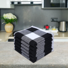 Panos de prato extragrandes e grossos de algodão, preto e branco, panos de cozinha absorventes – compatíveis com limpeza pesada.