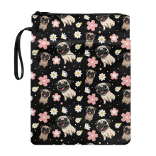 Waschbare Buchhülle aus Polyester mit Reißverschluss, wasserdichter Buchorganizer – passend zu klassischen, Mops- und Blumenparty-Themen