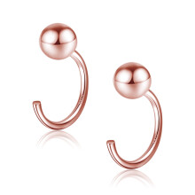 Half Hoop Earrings Rose Gold Plated 925 Sterling Silver Ball Huggies Hoop Earrings for Women Little Ball huggie hoops Open Hug Hoop Earrings