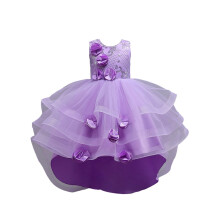 Rochie de mireasă cu volane și trandafiri pentru fete, rochie de prințesă din dantelă fără mâneci și tiv lung – Compatibilă cu nunți,