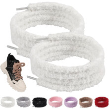 1 Pair Puffy Round Shoe Laces,Soft Fuzzy Fluffy Shoelaces,10mm Cute Plush Shoe Strings for Boots,Sneakers,Casual Shoes