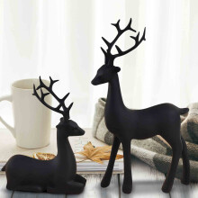 figuras de renos navideños de metal negro para centros de mesa – Compatibles con la decoración navideña