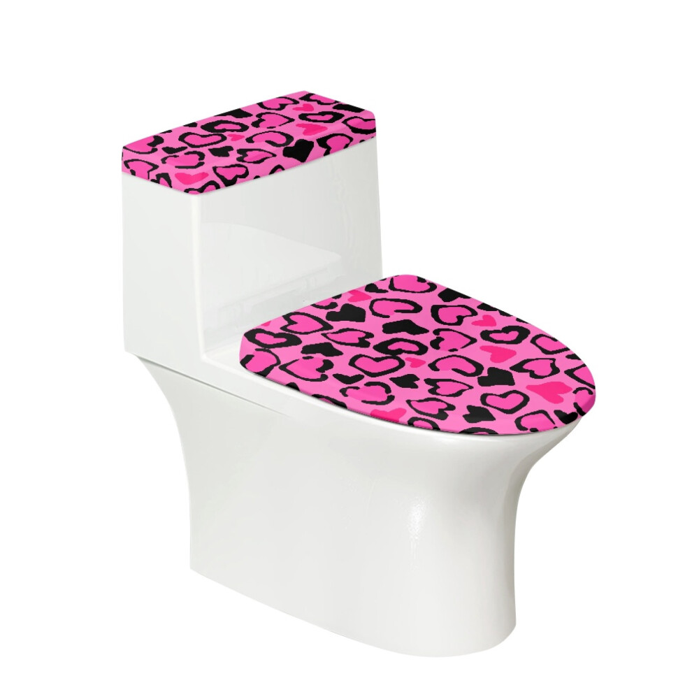 Toilet Lid Dust Cover Heart Leopard Print 17X21 Inch 913211572849