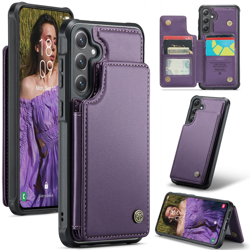 Caseme Leather Wallet Case For Compatible With Samsung Galaxy S24 Fe – Rfid Blocking, Magnetic Clasp, Kickstand, Shockproof 9327961749368