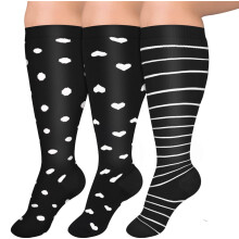 AIGIA Calze a compressione taglie forti 2XL 3XL 4XL per uomo e donna, 15-20 mmHg, gambale extra largo, lunghezza al ginocchio, supporto per la
