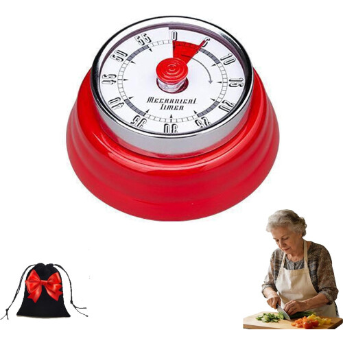 75dB Loud Mechanical Timer, Visual Magnetic Kitchen Timer with Easy-Read Dial – Manual Minute Countdown for Cooking, Baking, Classroom, Study,
