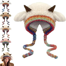 Creative Antler Hat & Bag 2-in-1Practical and Adorable, Deer Antler Hat, Warm Festive Foldable Winter Cap (US, Alpha, One Size, White)