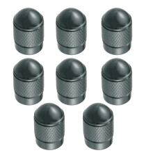 Universal Color Tire Valve Cap Round Head Plaid Pattern Aluminum Alloy Grey 8 Pcs