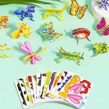 3D Cartoon Puzzle Toys,3D Animal Dinosaur Airplane Insect Montessori Toys Paper Puzzle Game for DIY Crafts Birthday Christmas Gifts