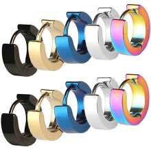 Stainless Steel Unique Small Hoop Earrings, for Men Women Huggie Earrings - 5 Pairs