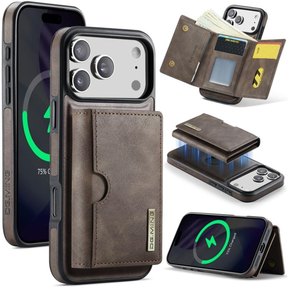 Dg.ming Wallet Case For Iphone 17 Pro 6.3", Magnetic & Detachable, Rfid-Blocking, Card Slot, Leather, Â Compatible With Iphone 17 Pro Grey 9353595660304