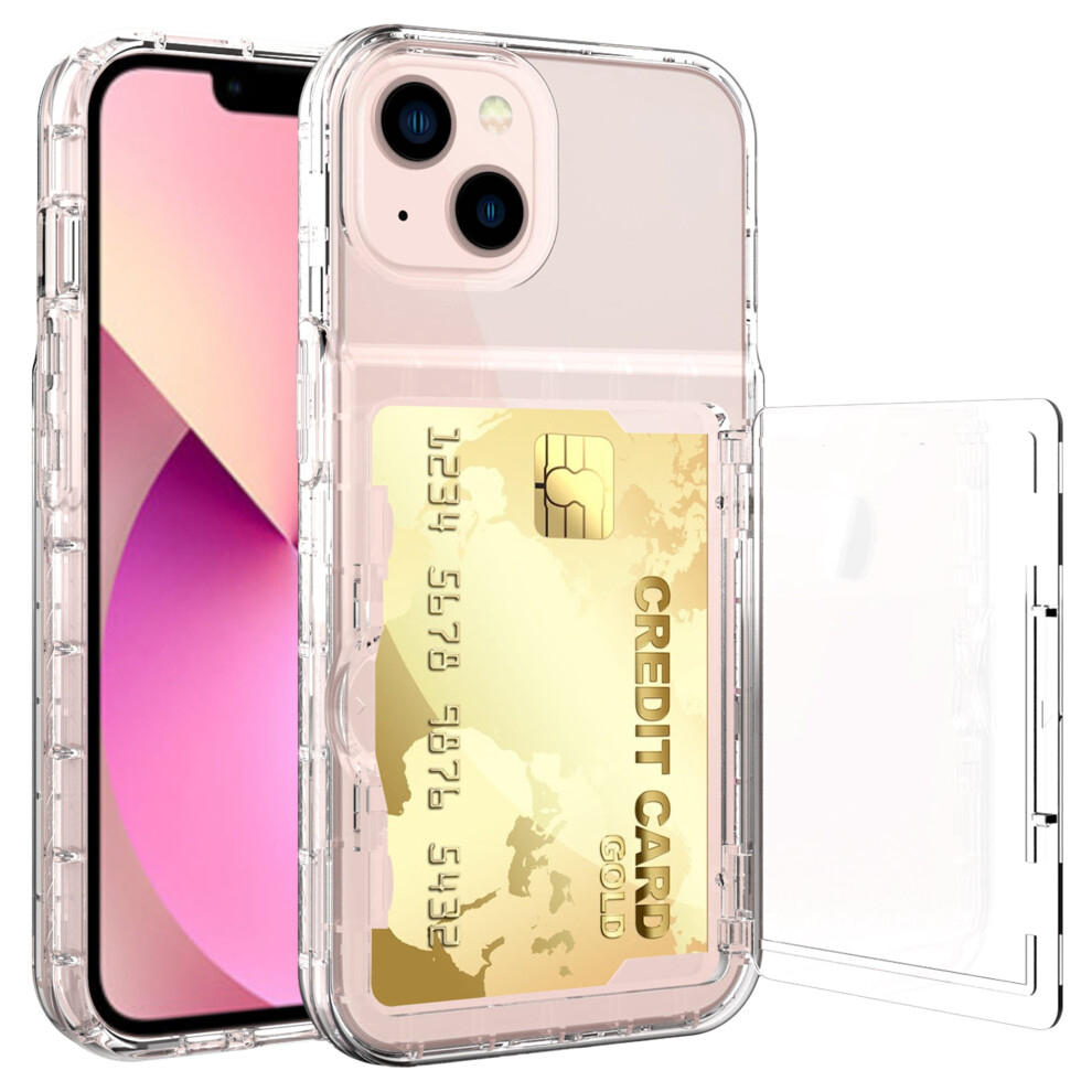 Compatible With Apple Shockproof Rubber Hybrid Pc Dual Layer Slim Lightweight Wallet Cell Phone Case, Clear 9353595657953