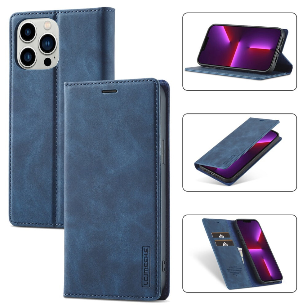 Leather Flip Wallet Case For Iphone 13 Pro Max Blue 975221406064