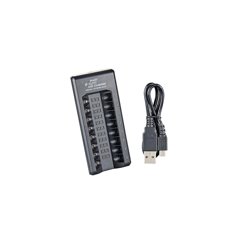 Battery Charging Dock For 1.2V Double/Triple A Battery 8Charging Bays With Individual Charging Indicators Feature 9353595658134
