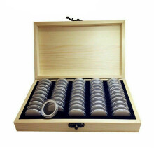 Afsluitbare muntenbox met verstelbare muntvakken, houten muntenopbergbox voor een persoonlijke verzamelervaring.