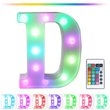 Letras de LED coloridas com controle remoto, letreiro luminoso para iluminação noturna, ideal para casamentos e festas de aniversário –