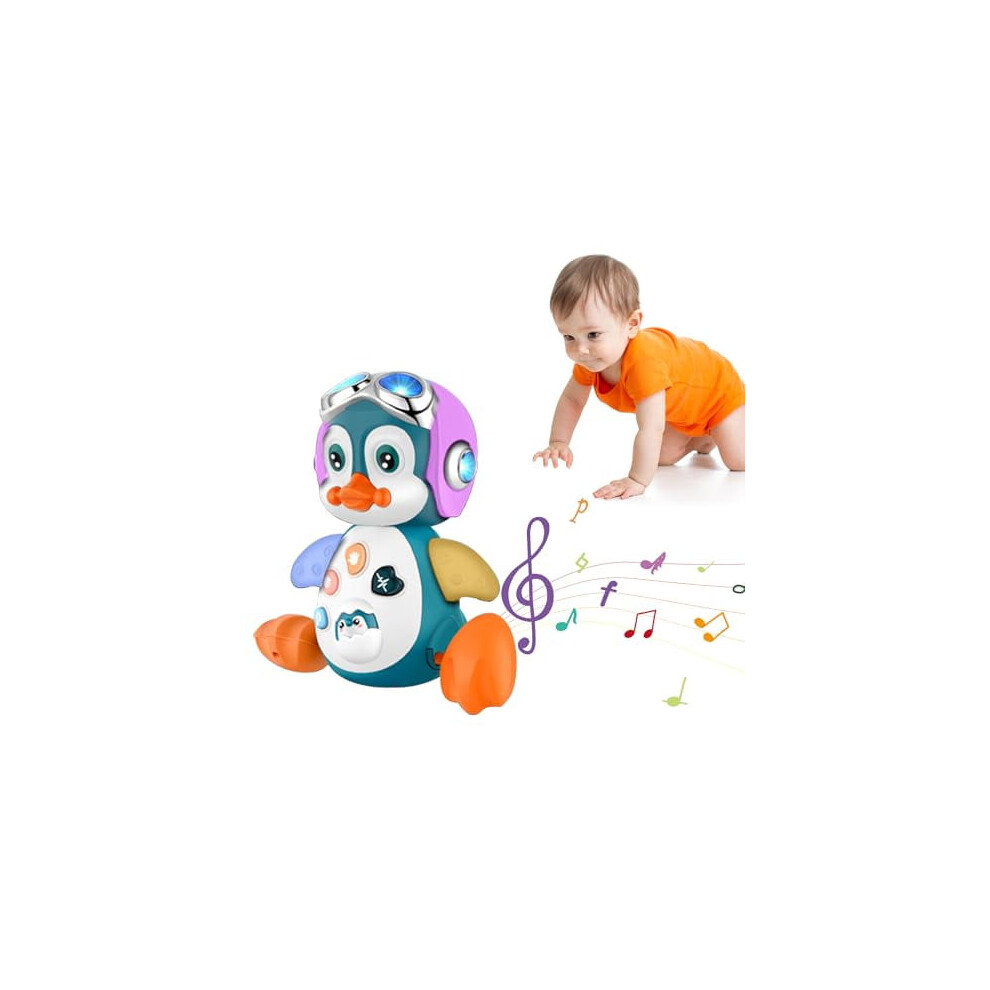 Crawling Penguin Baby Musical Toy for Tummy Time, 0-18M, LED Lights & Music, Interactive Learning Toy – Compatible with Infant Development