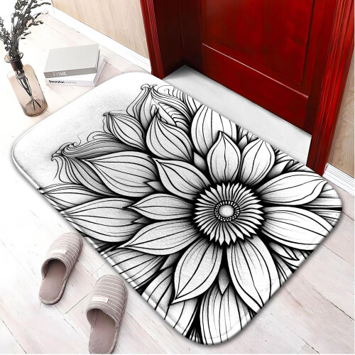 3D Flower75Αντιολισθητικό χαλί μπάνιου με αφρό μνήμης: Απορροφητικό, στεγνώνει