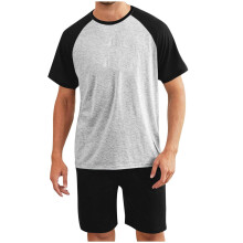 Herren-Pyjama-Set, Schlafanzug, Kurzarmhemd, weiche, bequeme Shorts mit Tasche, Loungewear, 2-teilig