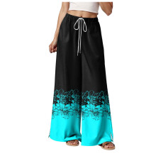 Pantaloni eleganti da donna petite a vita alta con gamba larga, pantaloni estivi da spiaggia per vacanze, pantaloni palazzo casual boho da relax,