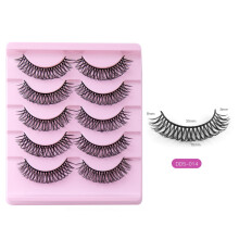 5 Paar künstliche Wimpern in D-Form – mehrlagig, dicht und gekreuzt, natürlich wirkende Kunstwimpern für Alltags- und Party-Make-up