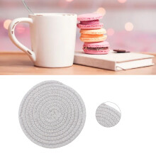 Round Cotton Cup Mat Pad 11cm Light Gray Handmade
