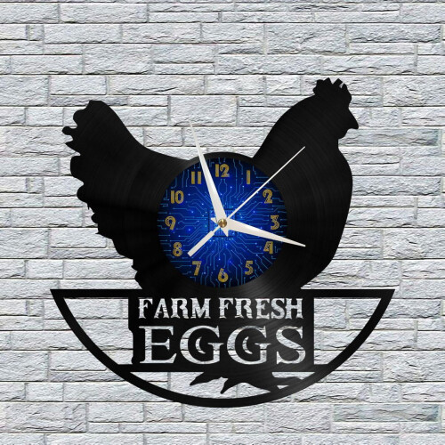 Ρολόι τοίχου από βινύλιο Farm Chicken 12" – Αθόρυβο, δημιουργικό διακοσμητικό για