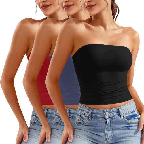 Γυναικεία Σουτιέν Shapewear με 3 τεμάχια, Στράπλες, Ριχτό, Ενσωματωμένο, Casual, Κόκκινο, XL