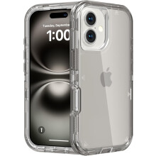 Capa compatível com iPhone 17, capa protetora resistente a impactos, anti-queda, tripla camada transparente, cinza cristal.