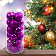 Set di ornamenti natalizi infrangibili – 24 palline viola da 2,4 pollici per casa, hotel, feste, centrotavola, anniversari, ricevimenti –