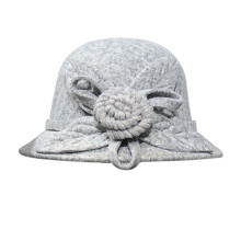 Vintage Cloche Hatte Dameimitation Uld1920'erne Vintage Cloche Spandhat Efterår Vinter Blomster Filthatte Lille Top Hat (Grå, One Size)