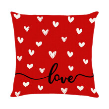 Sierkussenhoezen voor Valentijnsdag, 45 x 45 cm, rood, met liefdeshartmotief, linnen.