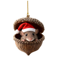 Ornamenti a forma di ghianda con animali del bosco, decorazione personalizzata con pigna e cappello rosso, regalo di Natale da appendere all'albero