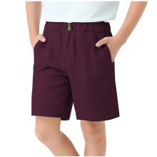 Gutteskoleuniformshorts stretch pull-on chinoshorts ungdoms cropped shorts med lommer burgunder 13-14 år