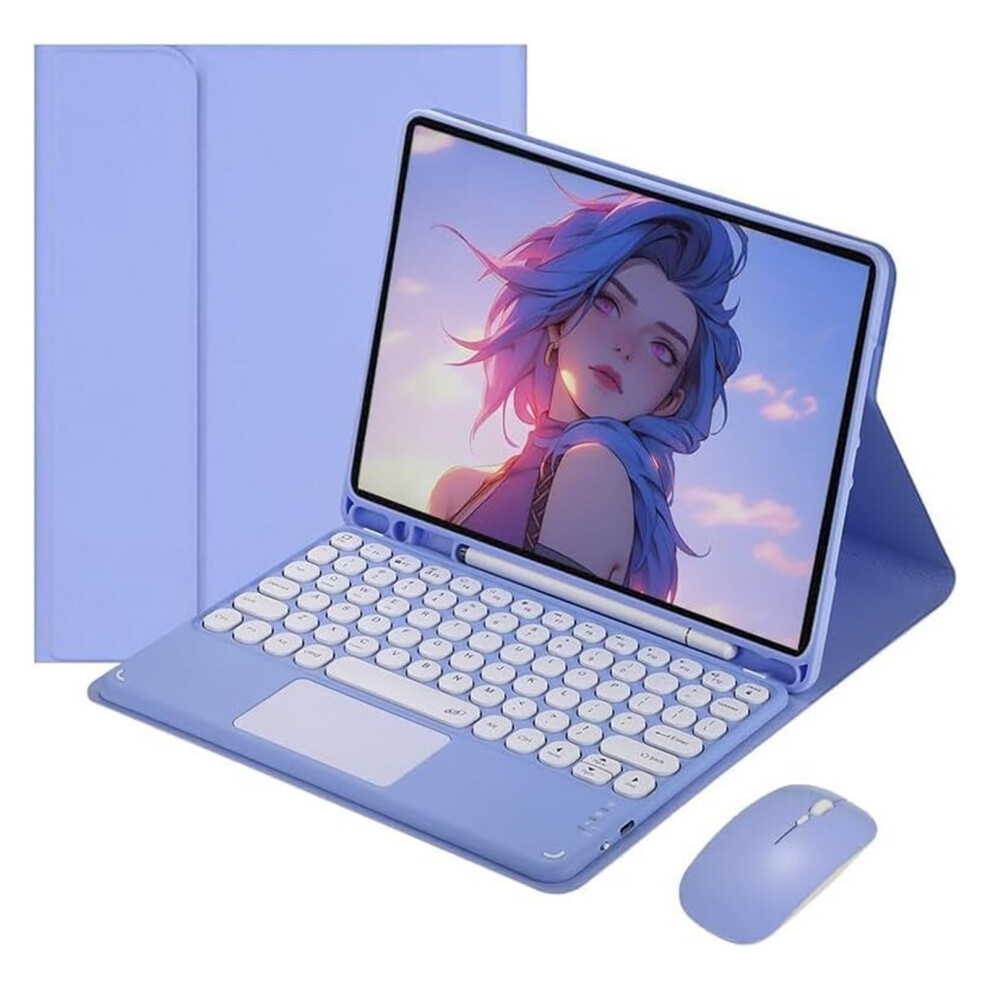 Slim Smart Stand Keyboard Case Compatible With Samsung Galaxy Tab S8 Plus / S7 Fe / S7 Plus 12.4", Detachable, Built-In Touchpad & Pencil Holder 9340959406586